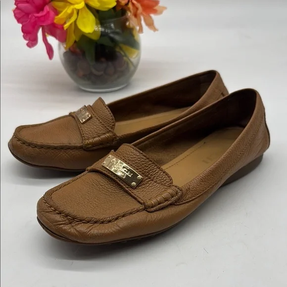 Coach Brown Leather Loafers with Metal Accent Coach Suede Womens Loafers With Metal Accent Size 5.5 B main image 3